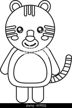Tiger animal cute cartoon permanent de la faune Illustration de Vecteur
