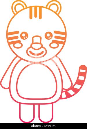 Tiger animal cute cartoon permanent de la faune Illustration de Vecteur
