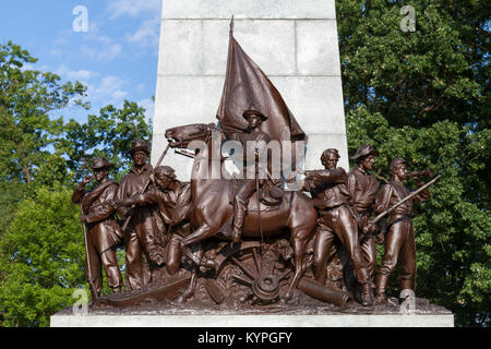 La Virginia State Monument avec une statue de bronze du général Robert E. Lee sur son cheval Voyageur, Seminary Ridge, Gettysburg, Pennsylvanie, USA. Banque D'Images