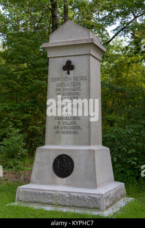 Le 66e Régiment d'infanterie de New York Monument, Gettysburg National Military Park, Virginia, United States. Banque D'Images