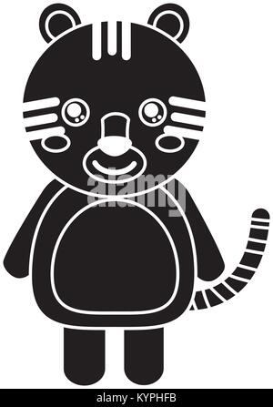 Tiger animal cute cartoon permanent de la faune Illustration de Vecteur