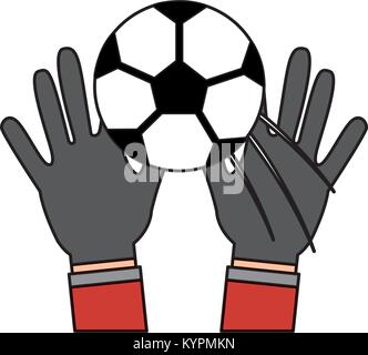 Deux mains tiennent un ballon de soccer sport Illustration de Vecteur