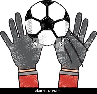 Deux mains tiennent un ballon de soccer sport Illustration de Vecteur