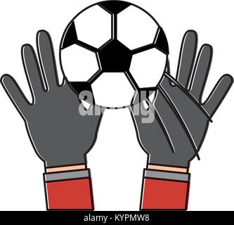 Deux mains tiennent un ballon de soccer sport Illustration de Vecteur