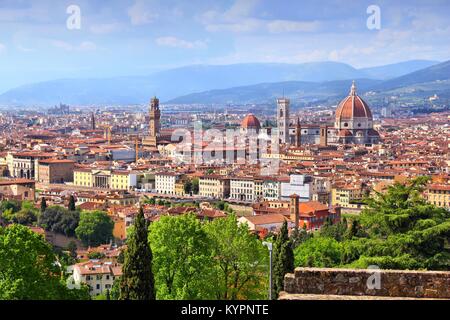 Florence - vue aérienne paysage urbain. L'architecture de la vieille ville en Toscane, Italie. Banque D'Images