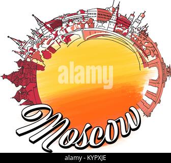 Moscou Logo Historique esquisse. Billet skyline vector illustration. Illustration de Vecteur