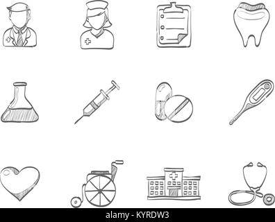 L'icône dans la série médicale style croquis. Illustration de Vecteur