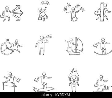 L'icône d'affaires à diverses activités au croquis. Illustration de Vecteur