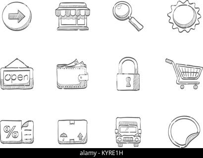 L'icône d'ecommerce en série de croquis. Illustration de Vecteur