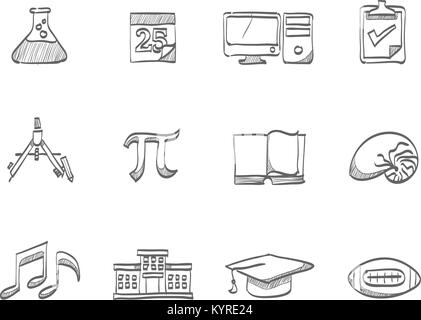 Plus d'icône de l'école dans la série de croquis. Illustration de Vecteur