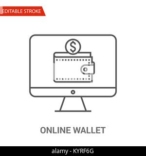 L'icône de portefeuille en ligne. Fine ligne Vector Illustration - ajuster l'épaisseur du trait - Étendre à n'importe quelle taille - Changement facile - Couleur - Course éditable parfait Pixel Illustration de Vecteur