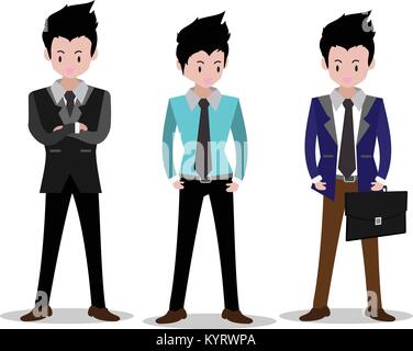 L'homme d'affaires ensemble design personnages ,isolent Vector illustration.Cartoon style. Illustration de Vecteur