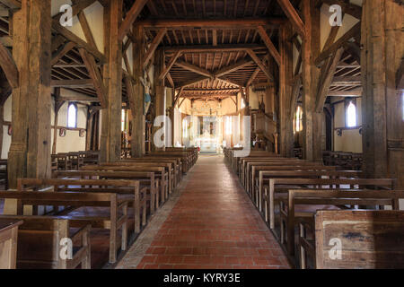 France, Marne (51), Route des églises à pans de bois de Champagne, Outines, église Saint-Nicolas à pans de bois, l'intérieur // France, Marne, Route de Banque D'Images