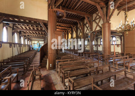 France, Marne (51), Route des églises à pans de bois de Champagne, Outines, église Saint-Nicolas à pans de bois, l'intérieur // France, Marne, Route de Banque D'Images