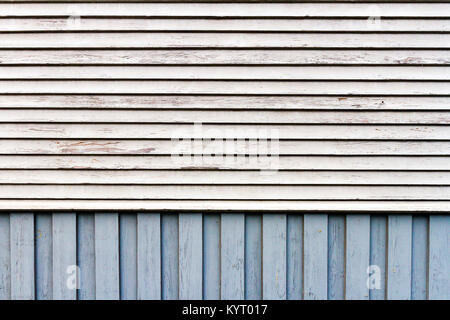 Mur en bois bleu et blanc, doublure en bois fond mur conseils, blanc, gris bleu texture bois Banque D'Images