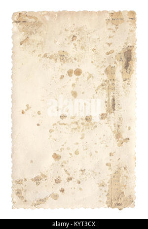La texture vieux papier avec des traces de rayures et les taches. Isolé sur blanc. Banque D'Images