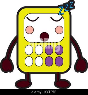 Mathématiques calculatrice caractère kawaii cartoon Illustration de Vecteur