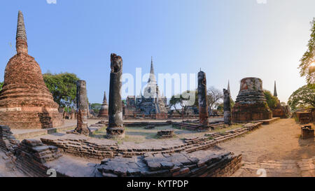 Panorama de Wat Phra Si Sanphet stupas à Ayutthaya, Thaïlande. Banque D'Images