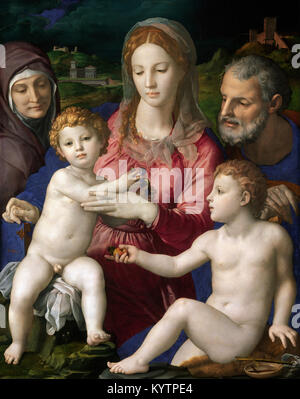 Agnolo Bronzino - Sainte Famille avec sainte Anne et l'enfant Saint John Banque D'Images