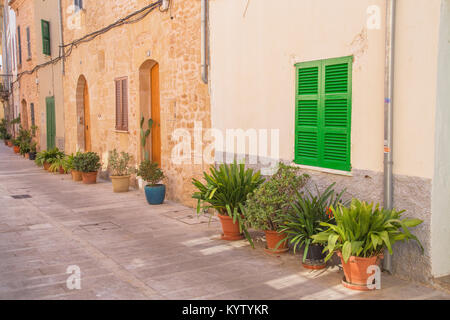 Les rues de la vieille ville d'Alcudia, Alcudia, Majorque, Iles Baléares, Espagne, Europe Banque D'Images