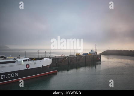 Le ferry de l'île de Man Steam-Packet est amarré à Douglas matin Banque D'Images