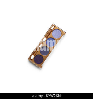 Vue de dessus du récipient avec différents fards cosmétiques mauve grisé isolated on white Banque D'Images