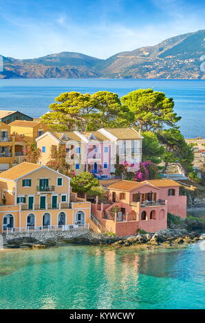 Village d'Assos, l'île de Céphalonie, Grèce Banque D'Images