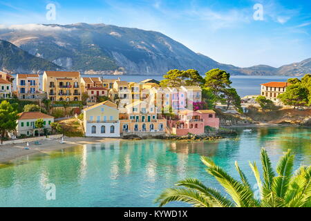 Village d'Assos, l'île de Céphalonie, Grèce Banque D'Images