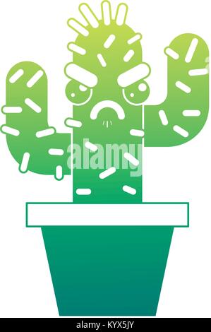 Cactus en pot personnage kawaii cartoon Illustration de Vecteur