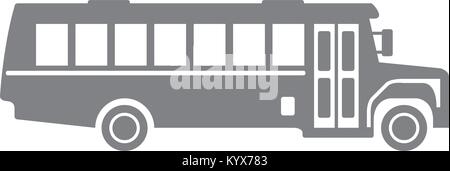 Icône de l'autobus scolaire, vue latérale - silhouette de bus sur fond blanc Illustration de Vecteur