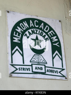 Memon Academy High School, Stone Town, Zanzibar, Tanzanie. Banque D'Images