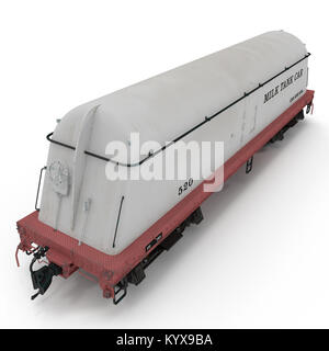 Réservoir à lait Train Voiture sur blanc. 3D illustration Banque D'Images