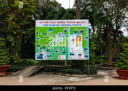 Plan de localisation de l'icône de réseau de tunnels de Cu Chi Tunnels Viet Cong, cachée, une attraction touristique de premier plan, Saigon (Ho Chi Minh Ville), le sud Vietnam Banque D'Images