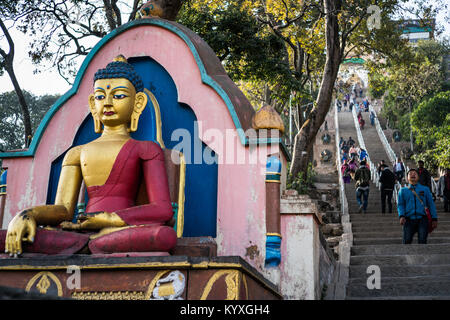 Swoyambhu Stupa (Monkey temple), Katmandou, Népal, Asie. Banque D'Images