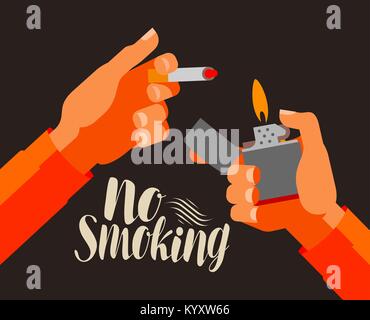 Ne pas fumer, la bannière. La nicotine du tabac, cigarettes, concept. Cartoon vector illustration Illustration de Vecteur