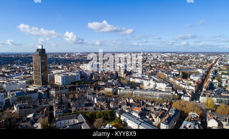 Vue aérienne du centre-ville de Nantes en Loire Atlantique Banque D'Images