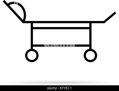 Fine ligne noire chariot médical Illustration de Vecteur