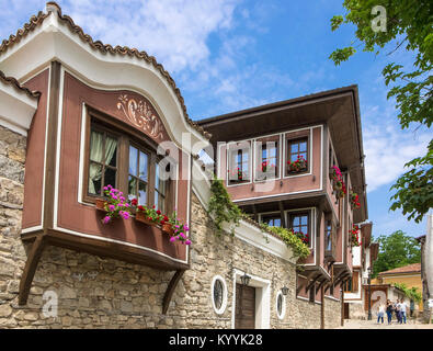 Plovdiv, Maisons dans le style de renaissance nationale, dans la vieille ville de Plovdiv, Bulgarie, Europe ville Banque D'Images
