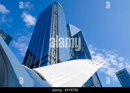 Une partie de la structure d'Oculus au World Trade Center Centre de Transports de la station de New York City, USA Banque D'Images