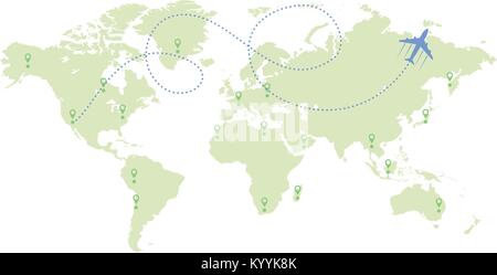 Carte du monde ou d'avion. Illustration de Vecteur