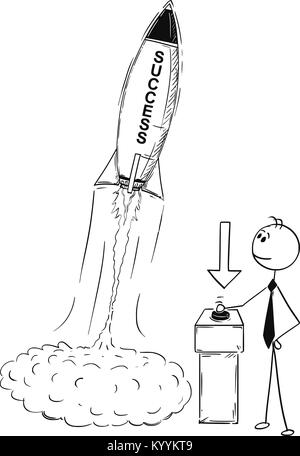 Dessin conceptuel de start up de fusée d'affaires Illustration de Vecteur