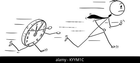 Caricature de Businessman conceptuel se précipiter pour date limite Illustration de Vecteur