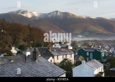 Lever du soleil d'hiver - Braithwaite Village - Lake District, UK Banque D'Images