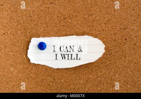 Citation inspirante sur bout de papier - je peux et je le ferai. Banque D'Images