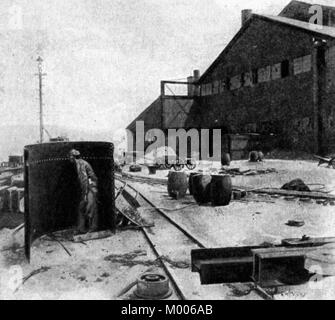 La Carnegie Steel works, montrant le bouclier utilisé par les grévistes quand tirer le canon et regarder les hommes de Pinkerton. Grève de Homestead, 1892 Banque D'Images