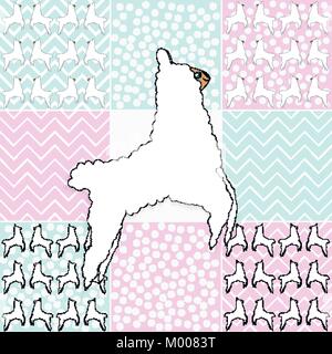 Lama mignon blanc ensemble de motif transparent. texture eps 10 Illustration de Vecteur