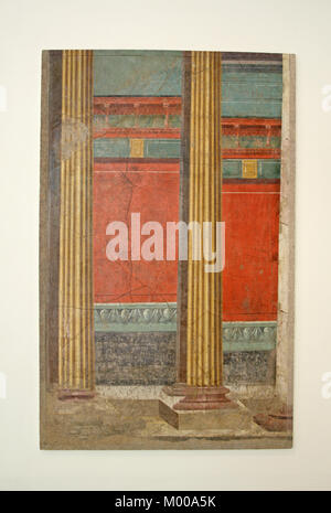 Peinture murale avec l'illusion de la fin de l'architecture d'époque républicaine romaine (50-40 av. J.-C.), le Metropolitan Museum of Art (le MET), Upper Manhattan Banque D'Images