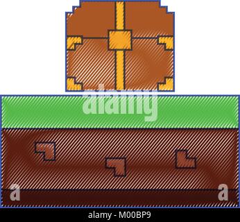 Coffre au Trésor jeu vidéo pixélisé Illustration de Vecteur