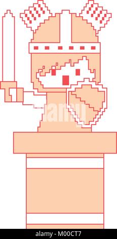 Jeu de caractères pixel knight niveau interface Illustration de Vecteur