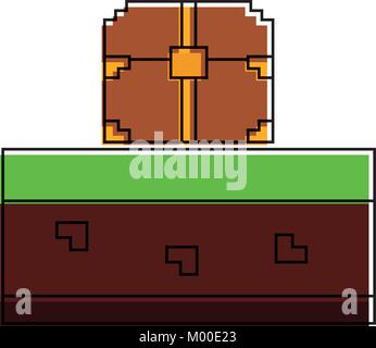 Coffre au Trésor jeu vidéo pixélisé Illustration de Vecteur